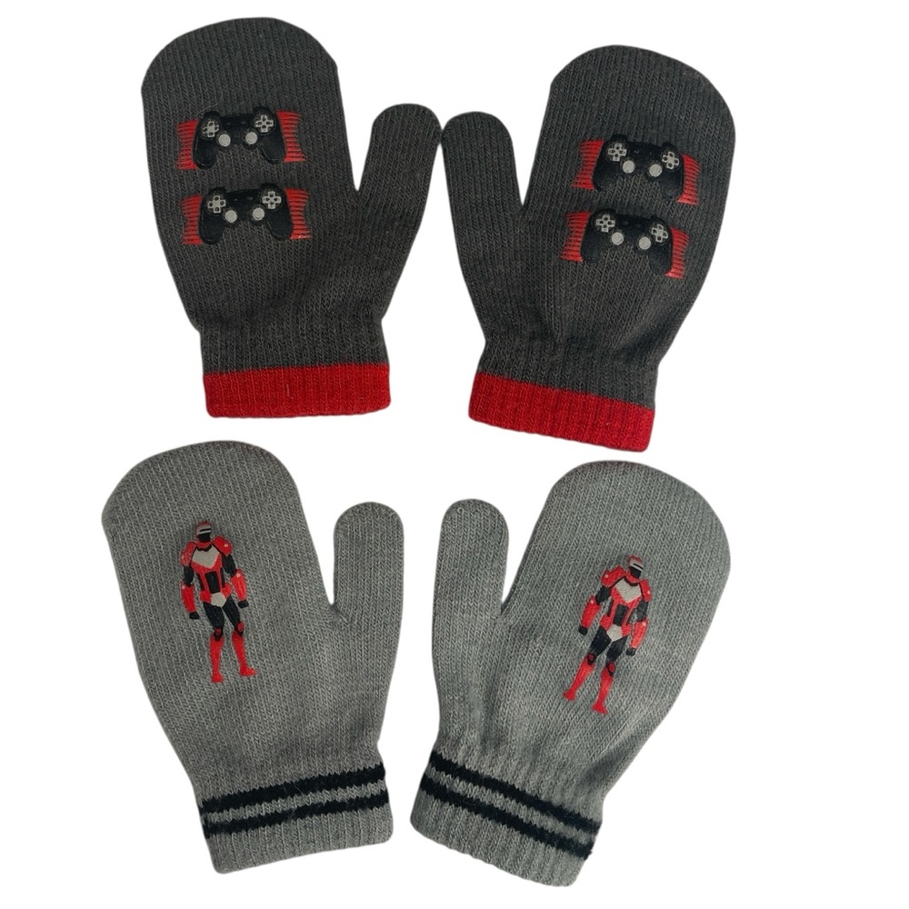 Kombi Kids 5-7 Years Stretch Mittens with Grip Palms Robot & Video Game